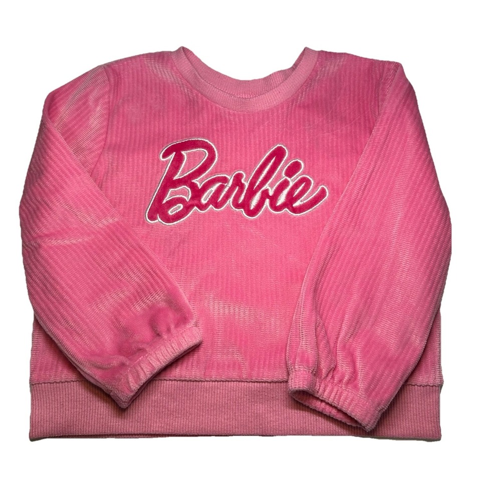 Barbie Sweater Toddler Girls Size 24M Pink Embroidered Long Sleeves Soft Cuddly